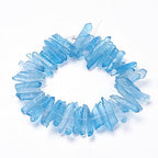 FASHEWELRY 1 Strand Natural Quartz Crystal Points Loose Beads Deep Sky Blue Flat Heishi Gemstone Loose Beads for DIY Jewelry Making - color: Deep Sky Blue