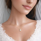 Mariell Cubic Zirconia Crystal Pendant Necklace for Women, 2 Carat 8mm CZ, for Brides, Wedding, Mother's Day Jewelry Gift - color: Gold