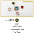 Crystal Zirconia Gold Plated Brass Charms for Jewelry Making Bracelet Necklace Earring Pendant Craft Supplies DIY Accessories - color: HeartA-Green-5Pcs