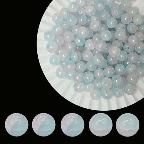 8mm Crackle Glass Beads for Jewelry Making, 700Pcs Round Crystal Beads for Bracelets, DIY Crafts (Blue & Purple Crackle) - color: Blue & Purple Crackle