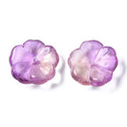 KISSITTY 100pcs Flower Glass Beads Plum Crystal Aesthetic Flowers Drilled Bead Caps Charm Spacers for DIY Necklaces Earrings Bracelets Jewelry Craft Making for Women - color: Plum