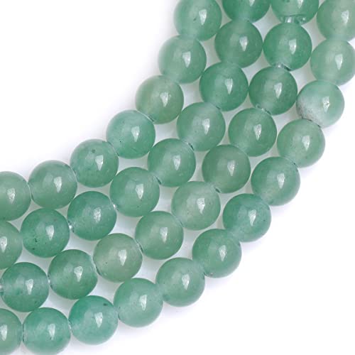 JOE FOREMAN 2MM Big Hole 8mm Green Aventurine Jade Round Natural Gemstone Semi Precious Loose Beads for Jewelry Making 15" Beaded Strand DIY Handmade Craft Supplies - size: 8mm