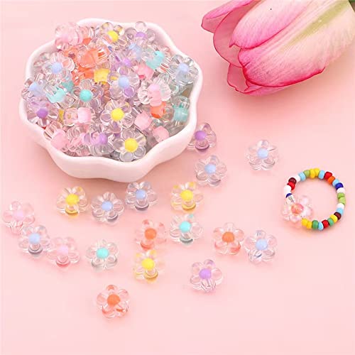 200pcs 12mm Flower Acrylic Beads Mix Candy Colors Flower Plastic Pastel Beads for DIY Crafts Braids Bracelet Earring Jewelry Making