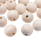 100Pcs 1 Inch Unfinished Wood Beads Round Wooden Spacer Beads Natural Wood Loose Beads - size: 25