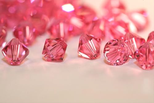 100pcs Authentic Preciosa 3mm (0.12 Inch) Small Faceted Bicone Crystal Loose Beads Pink Rose Compatible with Swarovski Elements Crystals for Jewelry Making Pre-B337 - color: Rose, size: 3mm (0.12 Inch) - 100pcs