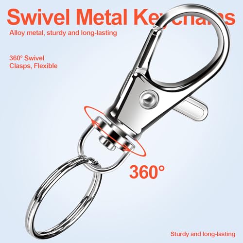 LEOBRO 60PCS Lobster Claw Clasps and Key Rings, 30PCS Keychains Clips and 30PCS Key Chain Ring, Keychain Making kit for Key Chain, Jewelry Making, Art Crafts, Silver