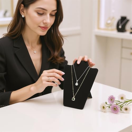 KUKUVR 2Pcs Black Velvet Necklace Bust Display Stand, Jewelry Pendants Chain Holder Stand, Necklace Display Board for Retail Vendor Booth & Selling (Small 8.8 * 6.7inch) - size: Small 8.8*6.7inch