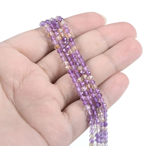 Ametrine 3mm Faceted Gemstone Round Loose Beads Strand 15.5-16" DIY Jewelry Making - color: Ametrine