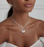 Freekiss Women's Layered Necklace Set - 3 Piece Dainty Gold Jewelry for Everyday Stacking | 14K Gold Plated Snake Chain, Rope Chain, Cuban Chain | Adjustable Length 14-18.5 Inch | Gift Ready - color: Silver, style: Heart Paperclip OT-SL