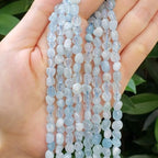 HAAMIIQII Natural Blue Aquamarine Pebble Stone 5-8mm Small Irregular Freeform Tumbled Loose Gemstone Beads for Jewelry Making Strand 15 Inch (45-50pcs) - color: Aquamarine