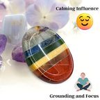Amazing Gemstone 7 Chakra Worry Stone Meditation Crystals and Healing Stones - color: 7 Chakra
