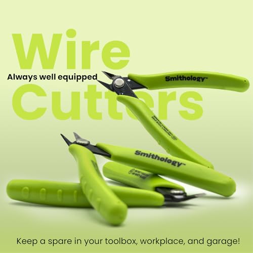 Smithology 4.8” Micro Flush Cutters 3PCS | Made from High Carbon Steel with Hidden Springback Design & Non-Slip Handles for Trimming Metal Wires, Zip Ties, Cables, Circuit Boards, & DIY Projects