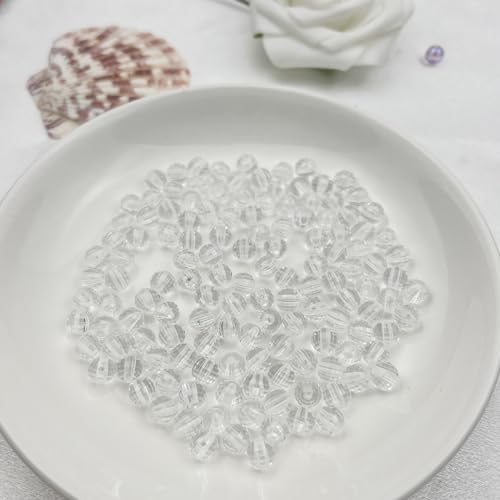420PCS 8MM Round Crystal Acrylic Beads Crystal Faceted Beads Spacer Beads for DIY Crafts Jewelry Making, Bracelets Necklaces Wind Chimes Suncatchers Loose Gemstones(66-White) - color: 66-White, size: 8MM
