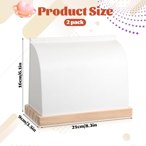 2 Pack Cambered Wooden Necklace Display Stand, Soft Mat Necklace Holder Tabletop Jewelry Display Storage Holder for Necklaces Pendant (White, PU Leather)