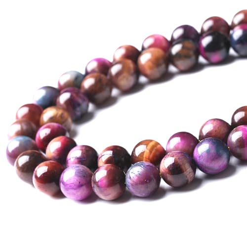 Natural Starry Sky Rose Pink Tiger Eyesr Stone Beads for Jewelry Making DIY Bracelet Necklace Jewelry Making 1 Strand 15.5inch 35PCS 10MM - color: Starry sky rose pink tiger eyes, size: 10MM