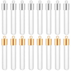 PH PandaHall 16 pcs 30mm Clear Glass Bottles Hanging Tube Wish Bottles with Golden/Silver Metal Caps for Necklace Pendant Jewelry Making, (NOT SCREWABLE, Need Glue ON)