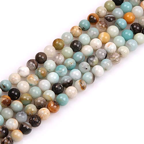 JOE FOREMAN 8mm Natural Round Amazonite Gemstone Loose Beads for Jewelry Making Handmade DIY One Strand 15" - color: Smooth, size: 8MM