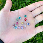 Adabele 1 Set Grade A Mixed Dangle Birthstone Charm 6mm Small Crystal Bead Sterling Silver Plated (12pcs) For DIY Craft Jewelry Making CCP20 - color: Silver, size: 6mm (0.24") -12pcs
