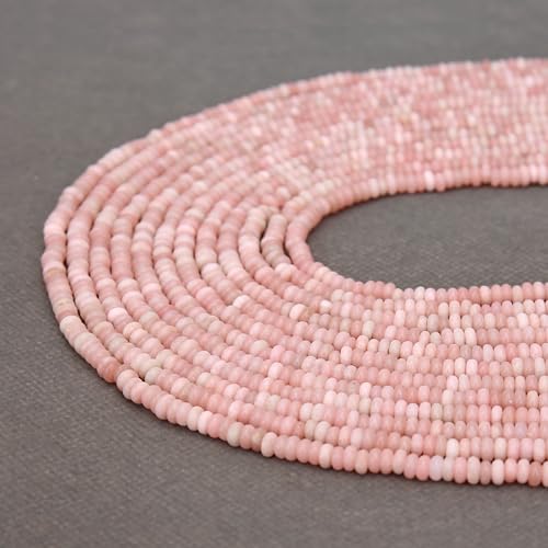2 Strands (300PCs) Natural Pink Opal Rondelle Beads, 2 * 4mm Gemstone Loose Spacer Abacus Disk Beads for DIY Bracelet Necklace Earrings Jewelry Making, Craft Supplies Beading Kit - color: Pink Opal, size: 2*4MM