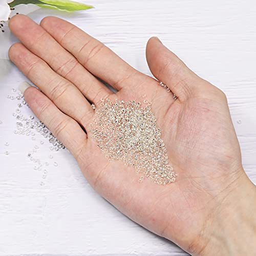 Size 12/0 Crafts Glass Seed Beads 2mm Transparent Silver Beads for Jewelry Making (Total About 100g About 12000pcs) - color: Transparent with Silver Lined, size: 2mm