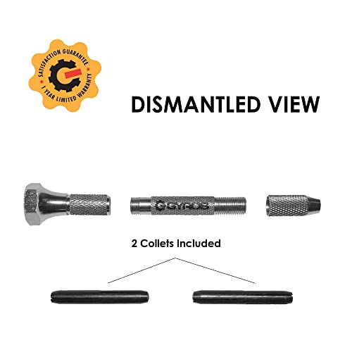 Gyros Pin Vise Hand Drill with Swivel Head and Mini Twist Drill Bit Set #50-60 11 Piece Micro Drill Bit Set Professional Bundle for Jewelry Making, Hobby, Crafts and DIY