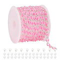 YOUBEIYEE 2 Meters Silver Plated Chain for Jewelry Making Pink Enamel Chain Roll Brass Chains Bulk with Jump Rings and Lobster Clasps - color: Pink Silver