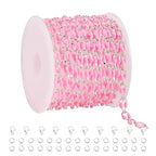 YOUBEIYEE 2 Meters Silver Plated Chain for Jewelry Making Pink Enamel Chain Roll Brass Chains Bulk with Jump Rings and Lobster Clasps - color: Pink Silver