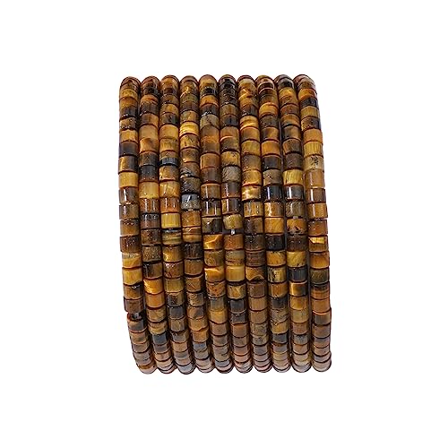 BEADIA Natural Yellow Tiger Eye Short Cylinder Beads 2x3mm 155pcs Tube Loose Semi Gemstone Beads for Jewelry Making Design - color: Yellow Tiger Eye
