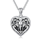 SOULMEET Personalized Silver Locket Necklace That Holds Pictures Photo Keep Someone Near to You, Memorial Custom Lockets Necklaces Letters Engraving for His Her - color: P-Elephant-Black, style: Locket Necklace Only