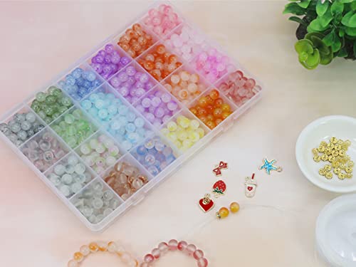 PAMIR TONG 1000PCS 8mm Glass Kit Set Round Beads Bulk,Imitative Jade Beads Kit, Bracelet Space Loose Beads for Jewelry Making Earring, Necklaces, DIY Crafts & Gifts #354 - size: 8mm Double Color #354