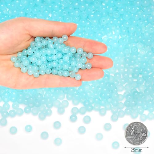 500Pcs Light Blue Glass Beads for Bracelets Necklace, 6mm Round Crystal Beads for Bracelet Jewelry Making Kits Earring Necklaces and DIY Crafts(Light Blue) - color: Light Blue