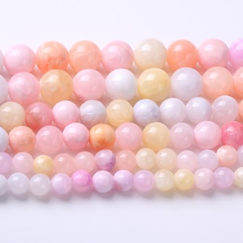 Colorful Rice Topaz Stone Beads for Jewelry Making Gemstone Round Crystal Bracelet Necklace 1 Strand 15.5inch 35PCS 10MM - color: Colorful Rice Topaz, size: 10MM