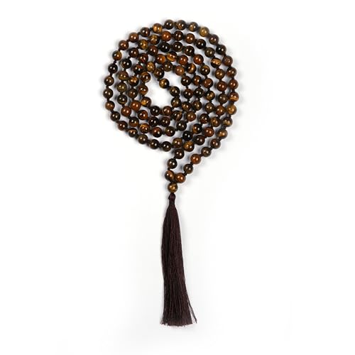 Natural Yellow Tiger Eye Semi Precious Gemstone 108 Beads Japa Mala Prayer Necklace And Wrist Mala Bracelet For Yoga Meditation Energing Balancing