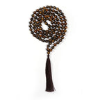 Natural Yellow Tiger Eye Semi Precious Gemstone 108 Beads Japa Mala Prayer Necklace And Wrist Mala Bracelet For Yoga Meditation Energing Balancing