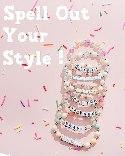 Deinduser 1064 Pieces Letter Beads - White Square for Bracelets Acrylic Jewelry Making Bracelet Alphabet with Black Inked, S-W0B - color: White beads with Black inked letter, size: Square 6*6mm