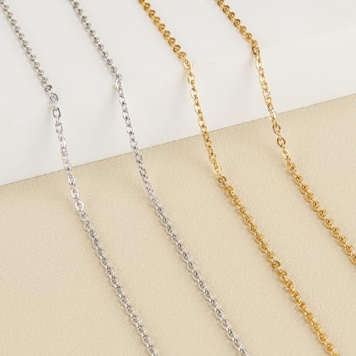 SMYHTGLIF 32.8 Feet Stainless Steel Chain for Jewelry Making 2 Rolls Gold and Silver Jewelry Making Chains Craft Chain Roll Oval Cable Bulk Chain Jewelry Supplies - size: 4.1×3mm