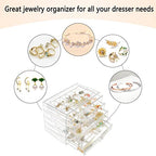 Weiai Clear Acrylic Jewelry Organizer, 90 Grids Adjustable Dividers Earrings Rings Storage Box - size: 5 Drawers