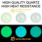 30PCS Quartz Ball, 6 mm Glow Quartz Beads, Clear Glass Beads, Round Bottom Ball Beads Decorative Accessories for Jewelry Making, Crafts (Luminous Blue-Green, Blue, Green)