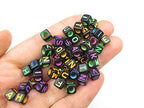 1000pcs Mixed Acrylic Letter/Alphabet “A-Z”Cube Beads for DIY Craft (Black with Color Letter 6x6x6mm) - color: Black with Color Letter 6x6x6mm