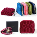 Small Travel Jewelry Case, Mini Travel Jewelry Bag with Zipper, 5-Layer Velvet Organizer Pouch for Bracelet Rings Earrings - Diamond Stitched Velvet Rose Purple - color: RosePurple