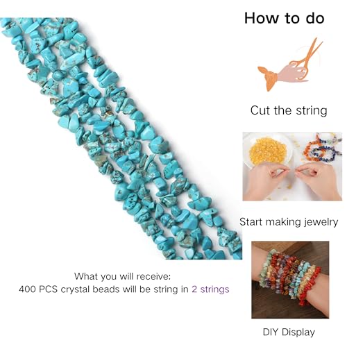 XIANNVXI Blue Turquoise, Beads Natural Chip Stone Beads 400Pcs Crystal Bead 5-8mm Irregular Healing Crystal Loose Rocks for DIY Jewelry Making - color: A-Blue Turquoise