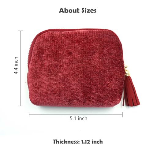 Travel Jewelry Case, Travel Jewelry Organizer, Travel Jewelry Bag with Zipper, Small Travel Jewelry Pouch for Necklaces Bracelets Bangles Rings Earrings Gemstones Storage (red) - color: red