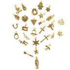 CHuangQi 100pcs Bulk Lots Jewelry Making Charms, Mixed Smooth Metal Charms, Pendants Bracelet Necklace Jewelry Making and DIY Craft Accessories - color: Gold_100