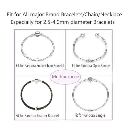 Clip Stopper Charms Sterling Silver Rondelle Spacer Bead Charm Stopper Charm for Pandora Charm Bracelets - color: Silver（6 PCS）