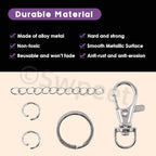 Swpeet 125Pcs Silver Keychain Making Set, 25Pcs Swivel Lanyard Snap Hook, 25Pcs Keychain Ring, 25P Extender Chains, 50P Open Jump Rings, Swivel Lobster Clasps, Keychains Clips - color: Silvery