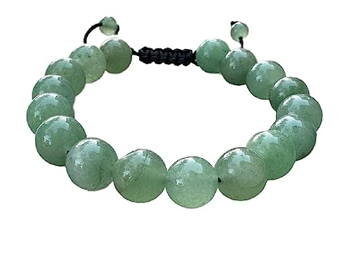 GAF TREASURES Grade A ++ Gemstone Round Bead Adjustable Bracelet 10mm, Genuine Crystal Bead Bracelet, Gift for Men & Women - color: Green Aventurine