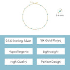 Dainty Gold Necklace for Women,Trendy 18k Gold Vermeil Sterling Silver Choker Necklace Thin Beaded Choker Necklaces Womens Simple Jewelry Gift for Valentines Day - color: December - Turquoise