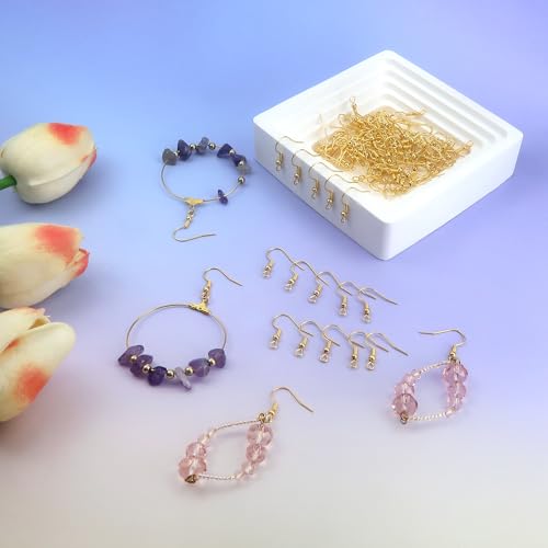 TOAOB 100pcs Earring Hooks Hypoallergenic French Ear Wires with Ball and Coil 18mm Gold Tone Fish Hook Earrings Making Supplies for DIY Jewelry Making - color: Gold