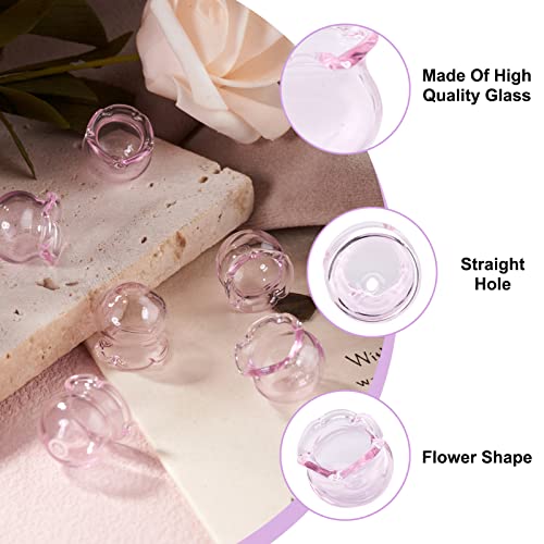 FASHEWELRY 10pcs Handmade Glass Trumpet Flower Beads Colorful Crystal Floral Beads Crystal Trumpet Flower Spacer Bead Bulk for Jewelry Bracelets Earring Craft Making (Pink) - color: Pink