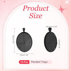 PATIKIL Pendant Trays for Jewelry Making, Blank Pendants Zinc Alloy Oval Bezel Settings Flat Base for Necklace Bracelet Charm - color: Black Tone